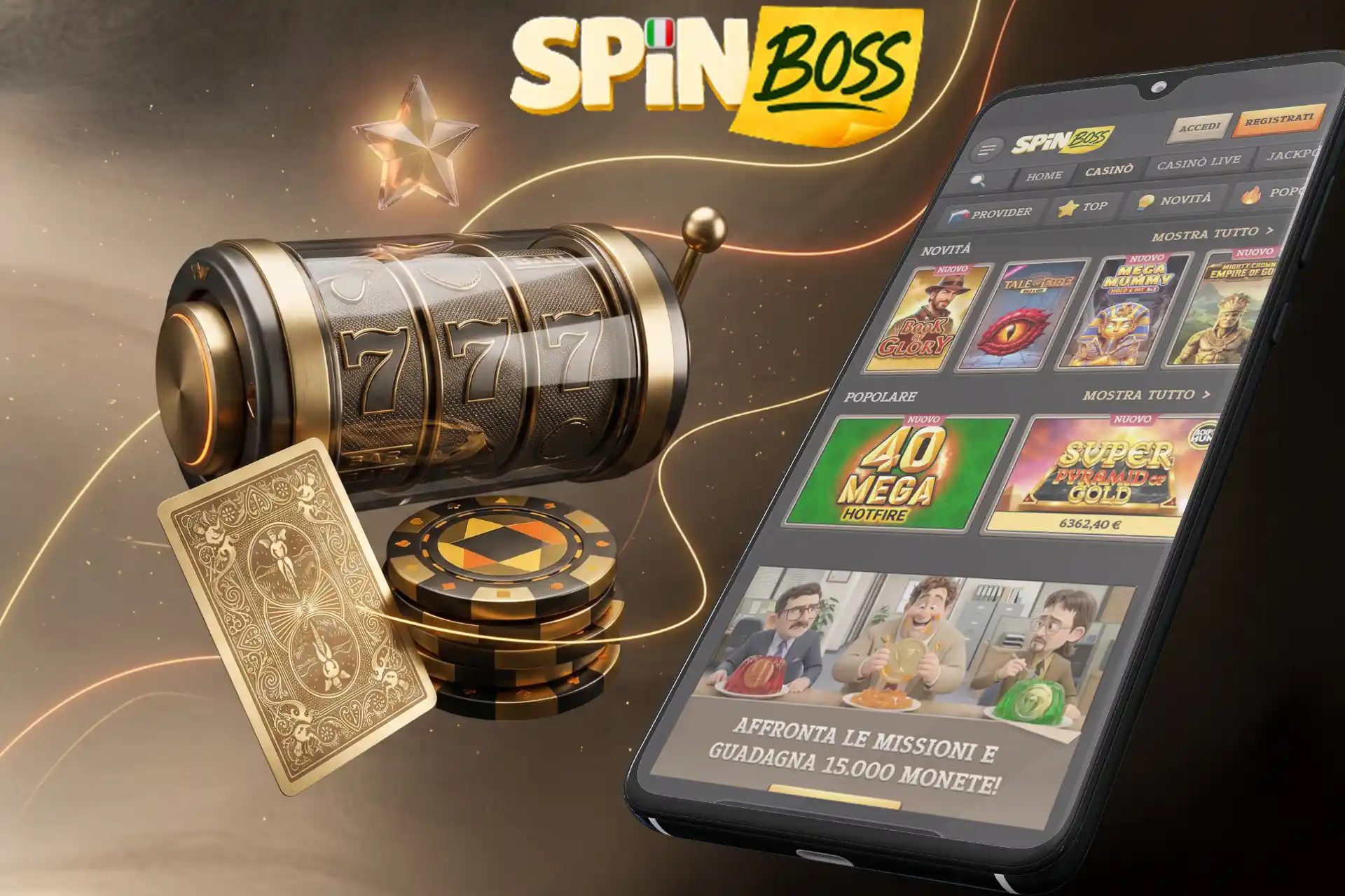 SpinBoss e le principali categorie disponibili.
